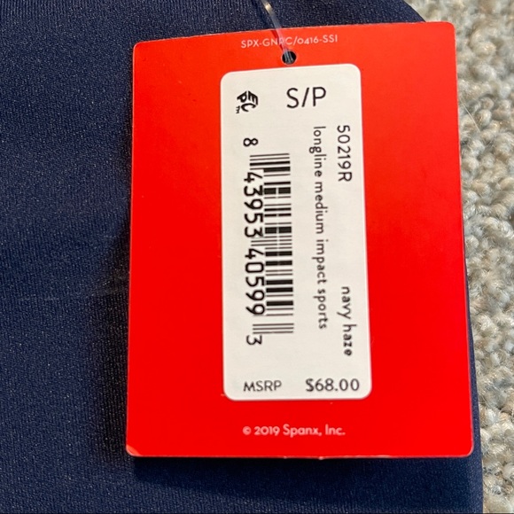 SPANX Longline Medium Impact Sports Bra Navy Size Small - Picture 4 of 7